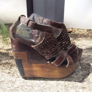 Bed Stu Leather Brown Wedge Sandals Totally Cool size 10